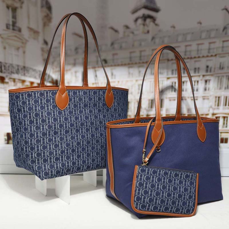Tote Bag Leather Monogram - Denim Monogram Tote Bag Dames Set