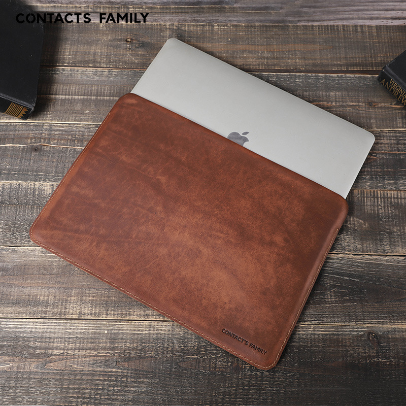 Briefcase Leather Slim - 2026 Crazy Horse lederen laptophoes voor