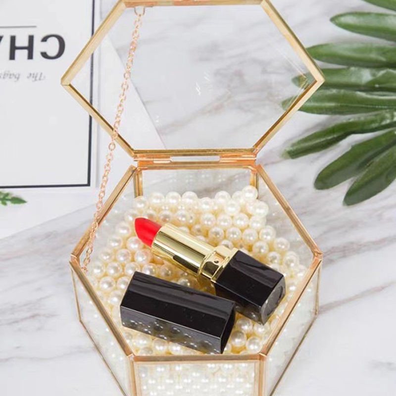 Luxury Bags List - Hoogwaardige zeshoekige ringdoos, gouden glas, luxe
