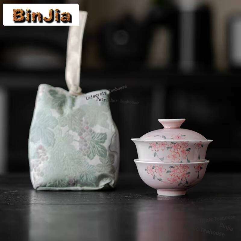Luxury Bags Hand Painted - Met de hand geschilderd kersenbloesem theeservies