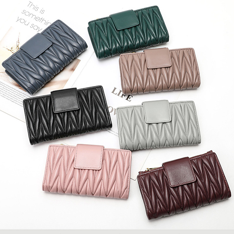 Luxury Quilted Bags - Gerimpelde 100% schapenvacht Echt lederen portemonnee
