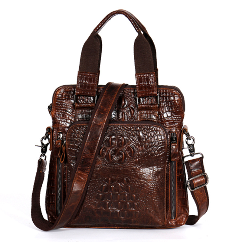 Briefcase Leather Slim - YETTIES Slanke verticale laptoptas voor heren,