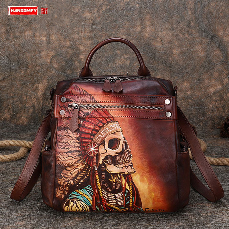 Luxury Bags Hand Painted - 2026 Nieuwe luxe mode lederen damesrugzak